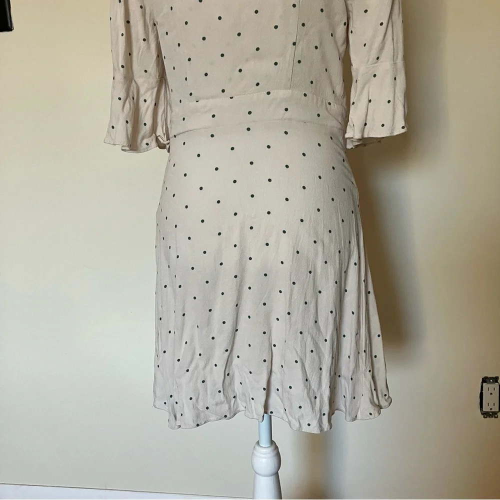 Free People Cream and Green Polka Dot All Yours Tie Waist Mini Dress size 4